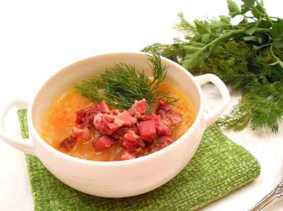 Картофельный суп-толченка с квашеной капустой
