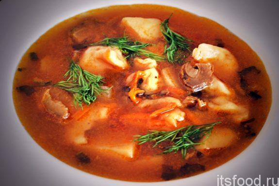Грибной суп на курином бульоне – рецепт